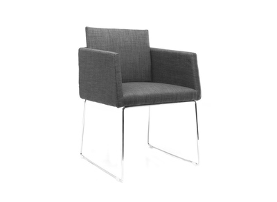 Silla dise&ntilde;o poli&eacute;ster gris y acero cromado NEORA