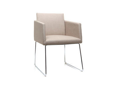 Silla dise&ntilde;o poli&eacute;ster natural y acero cromado NEORA