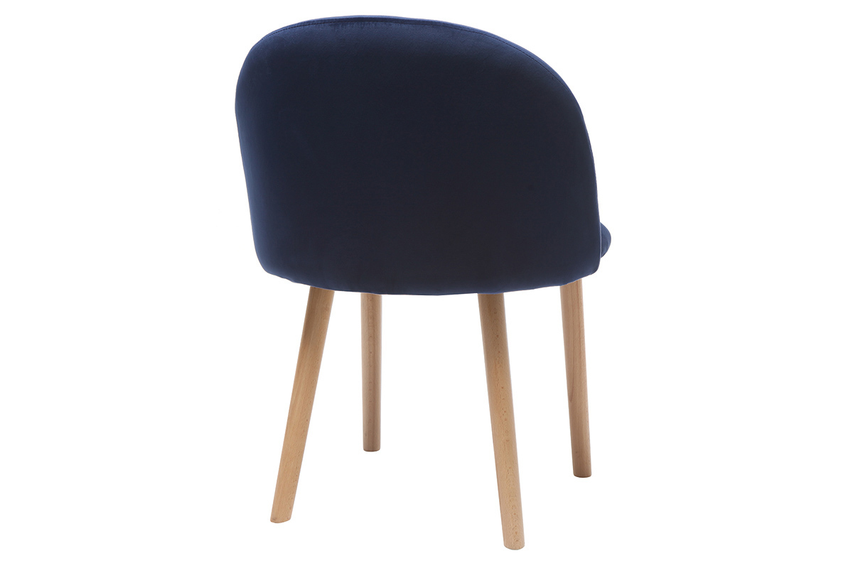 Silla dise�o terciopelo azul oscuro y madera CELESTE