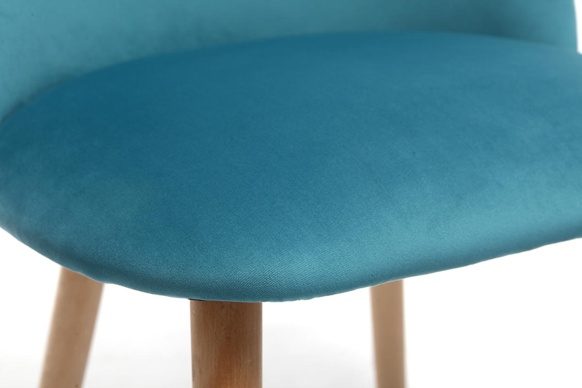 Silla diseo terciopelo azul petrleo y madera CELESTE