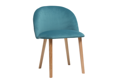 Silla dise&ntilde;o terciopelo azul petr&oacute;leo y madera CELESTE
