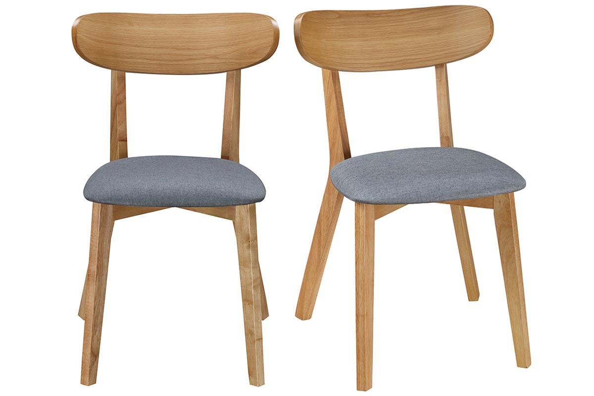 Silla diseo vintage gris y patas madera lote de 2 MARIK