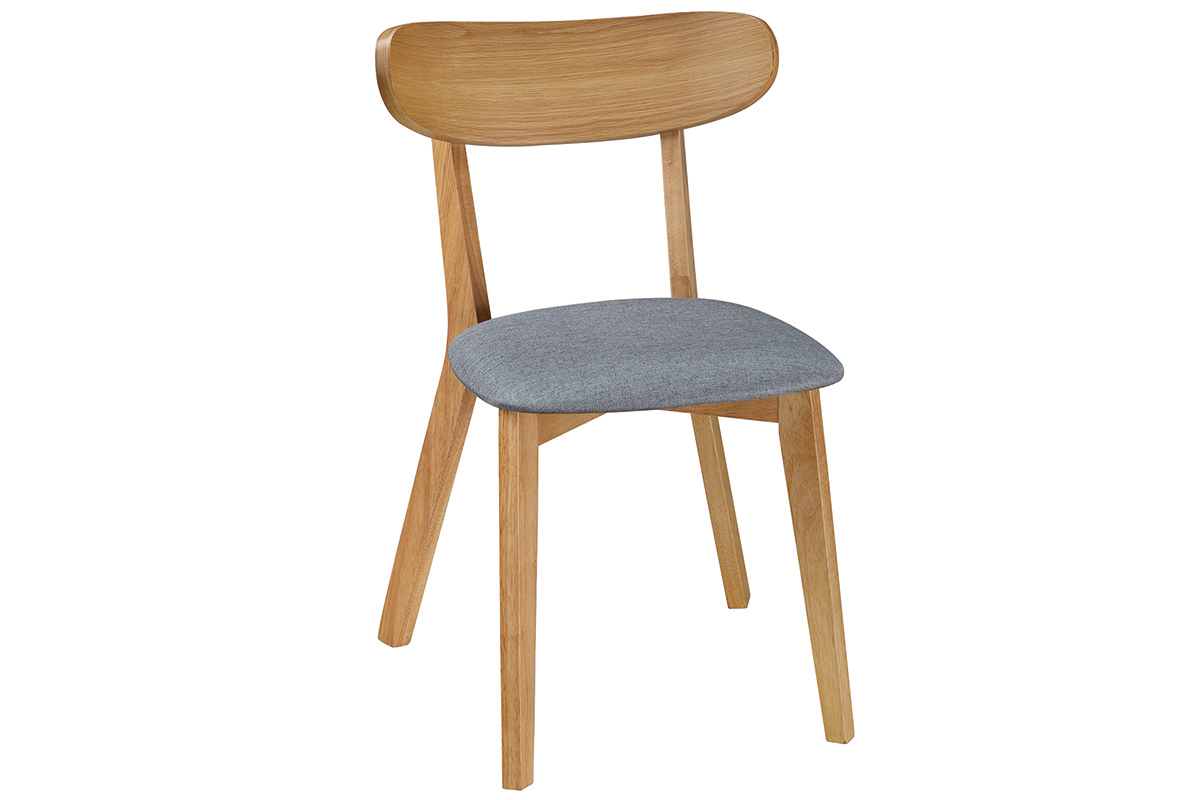 Silla diseo vintage gris y patas madera lote de 2 MARIK