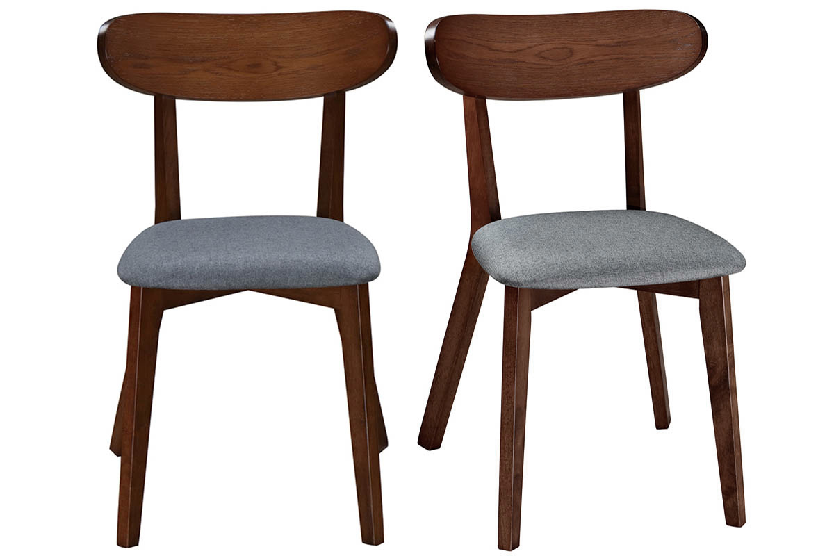 Silla diseo vintage gris y patas nogal lote de 2 MARIK