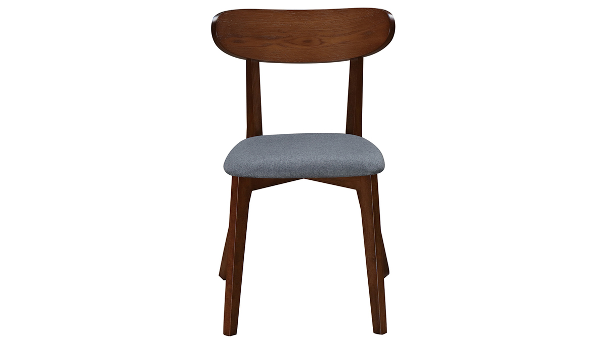 Silla diseo vintage gris y patas nogal lote de 2 MARIK