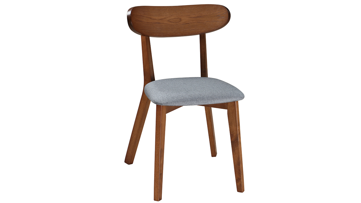 Silla diseo vintage gris y patas nogal lote de 2 MARIK