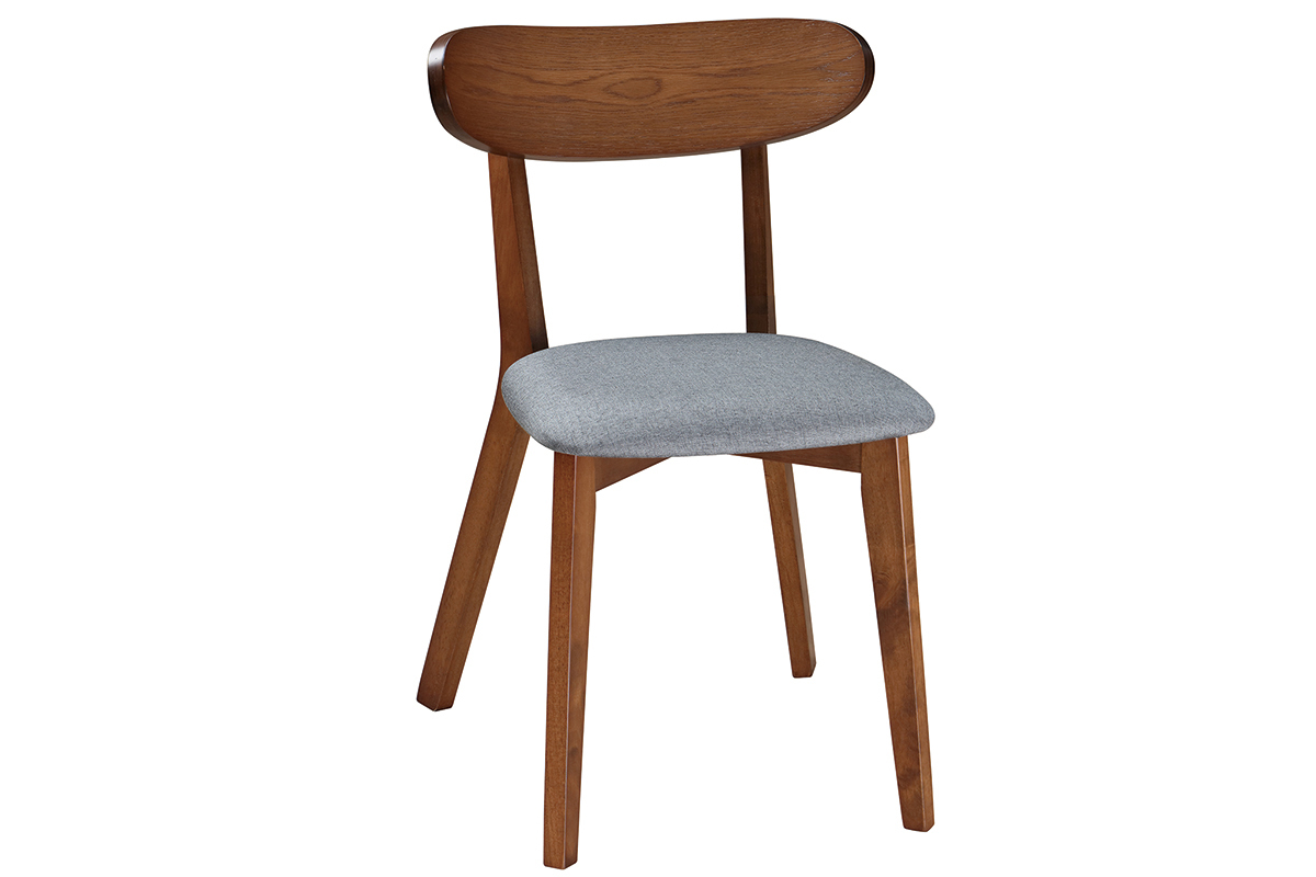 Silla diseo vintage gris y patas nogal lote de 2 MARIK