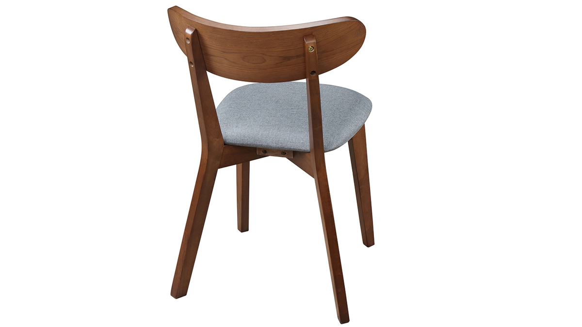 Silla diseo vintage gris y patas nogal lote de 2 MARIK