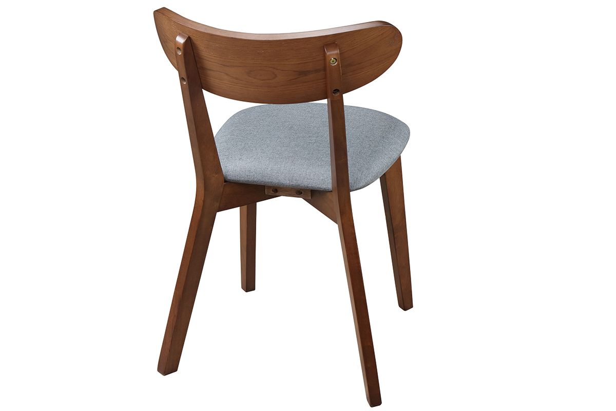 Silla diseo vintage gris y patas nogal lote de 2 MARIK