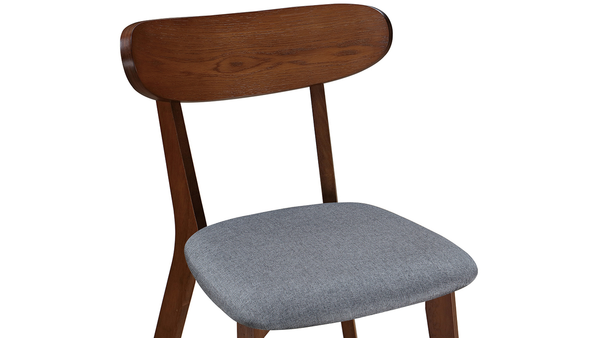 Silla diseo vintage gris y patas nogal lote de 2 MARIK