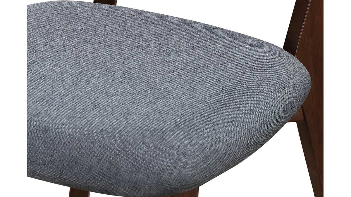 Silla diseo vintage gris y patas nogal lote de 2 MARIK