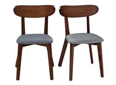 Silla dise&ntilde;o vintage gris y patas nogal lote de 2 MARIK