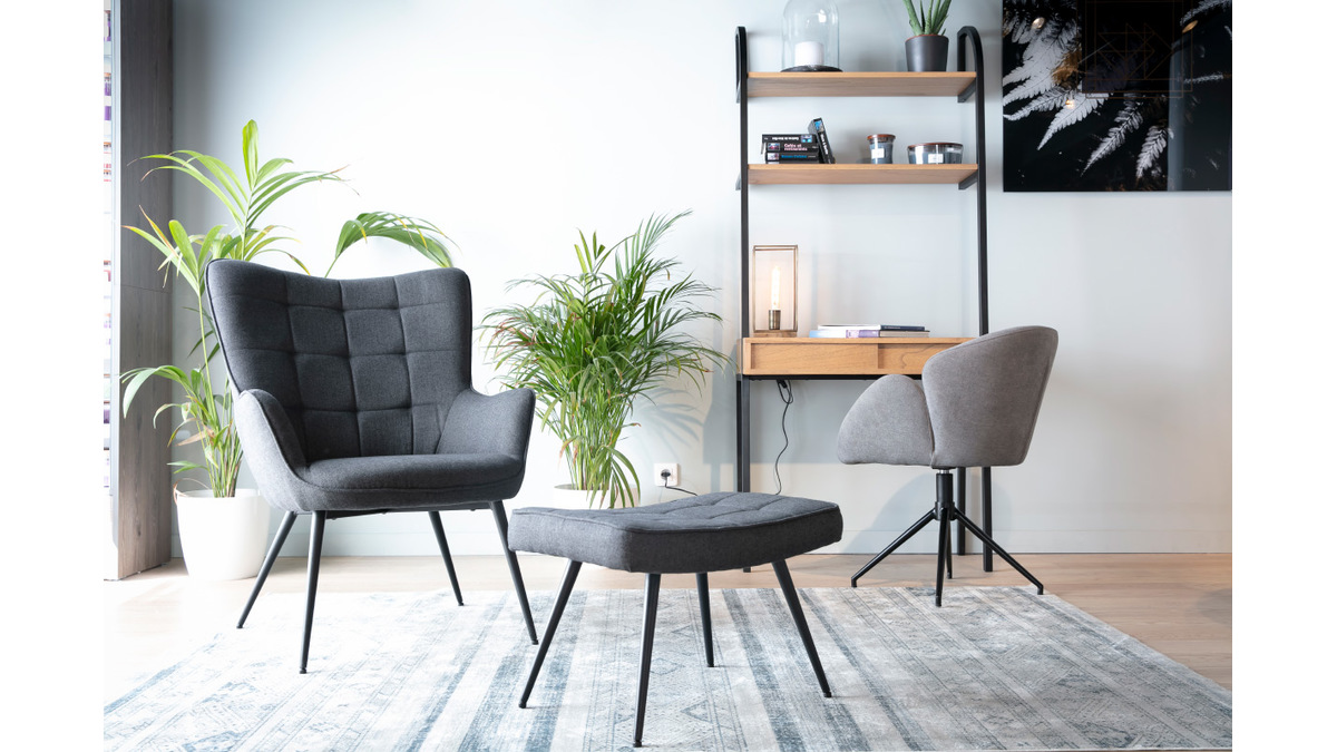 Silla en tejido efecto terciopelo gris RHAPSODY
