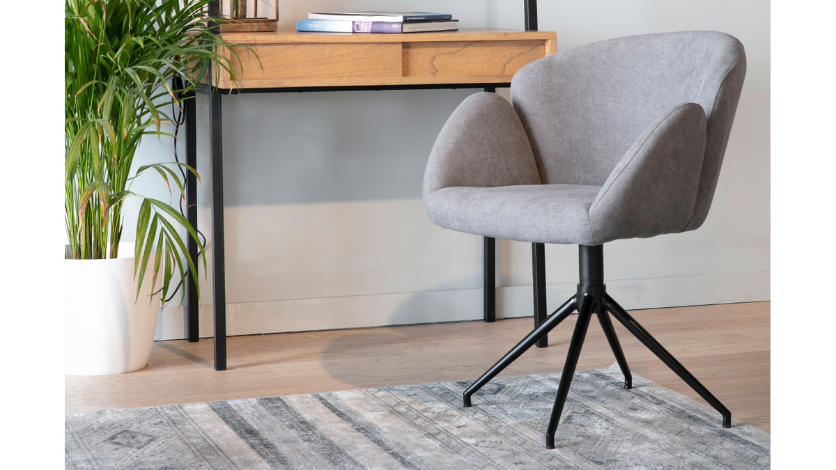 Silla en tejido efecto terciopelo gris RHAPSODY