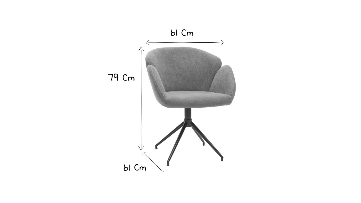 Silla en tejido efecto terciopelo gris RHAPSODY