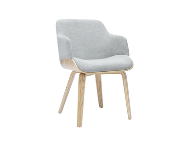 Silla en tela de chenilla gris y madera clara EARL