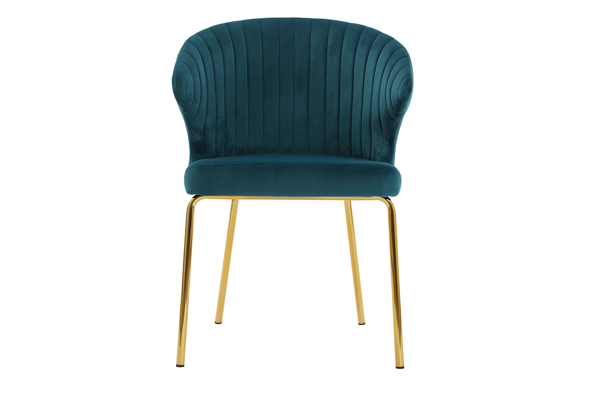Silla en terciopelo azul petrleo y metal dorado REQUIEM