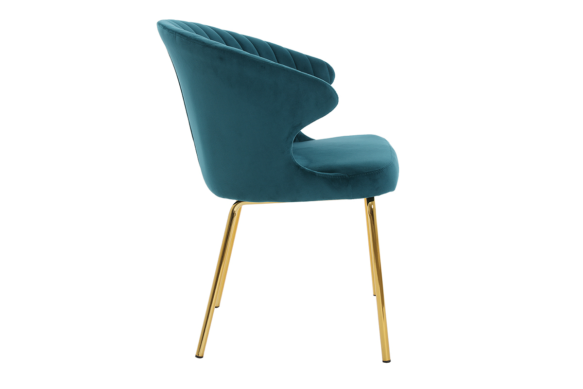 Silla en terciopelo azul petrleo y metal dorado REQUIEM