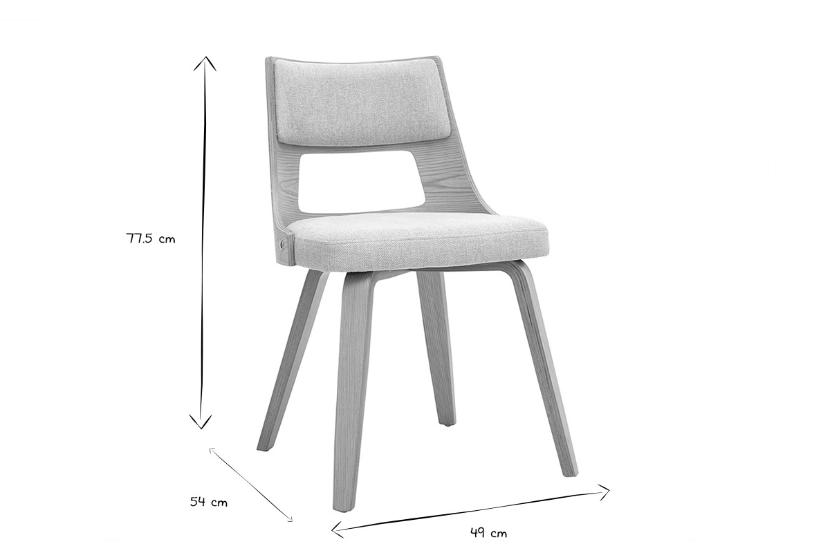 Dimensiones de la silla escandinava GARBO: An 49 x Pr 54 x Al 77,5 cm en negro y blanco.