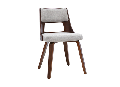 Silla escandinava de tela efecto terciopelo texturizado gris y madera oscura GARBO