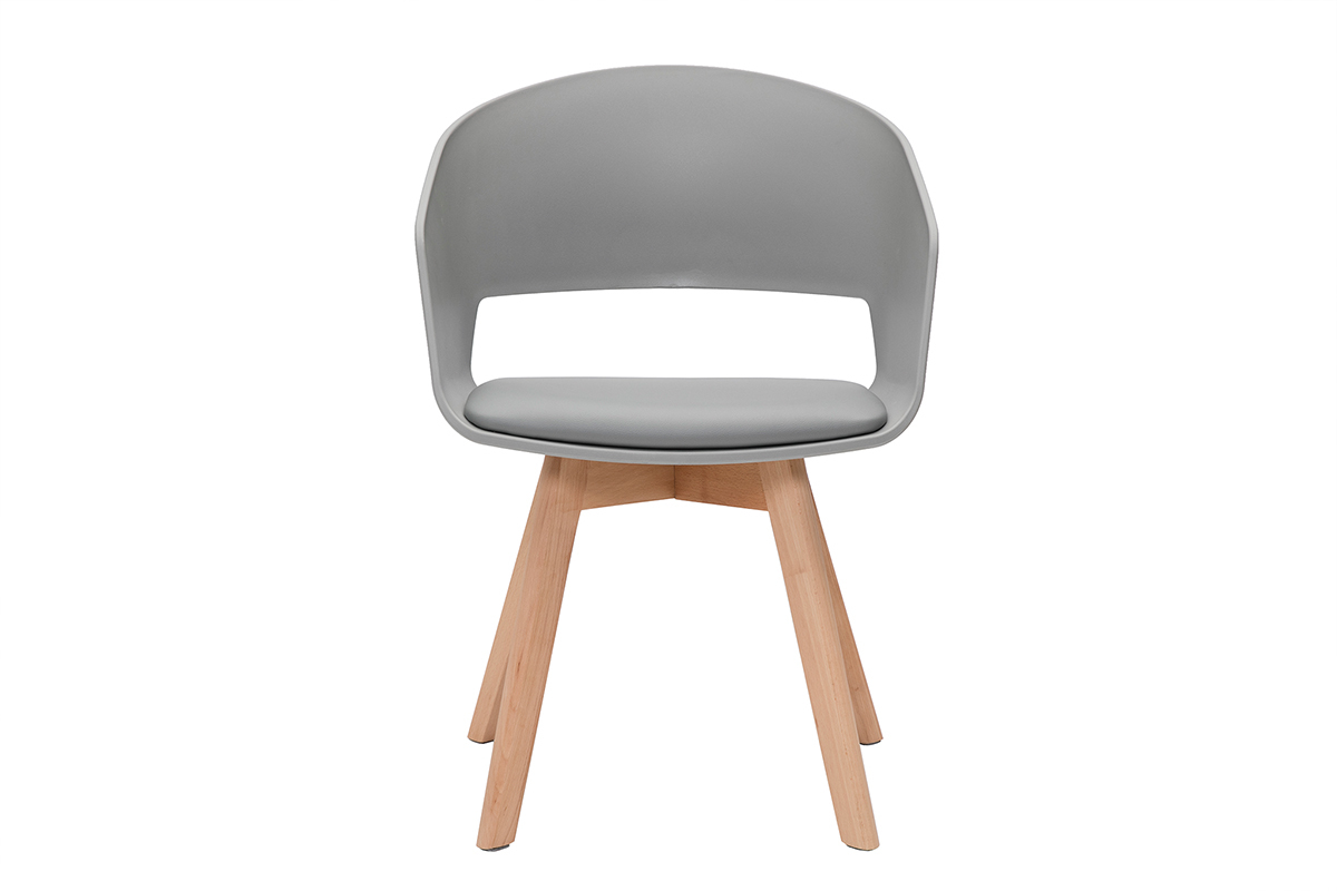 Silla escandinava gris y de madera clara PRISMA