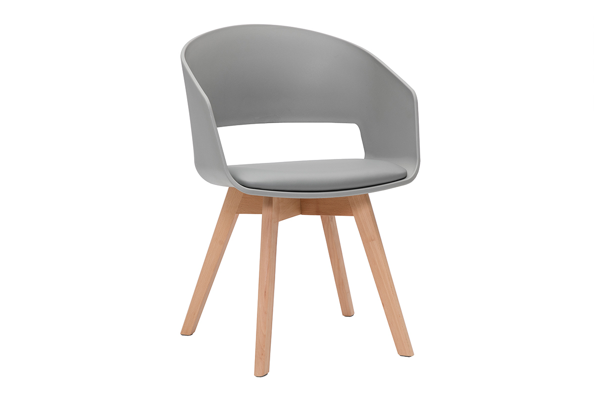 Silla escandinava gris y de madera clara PRISMA