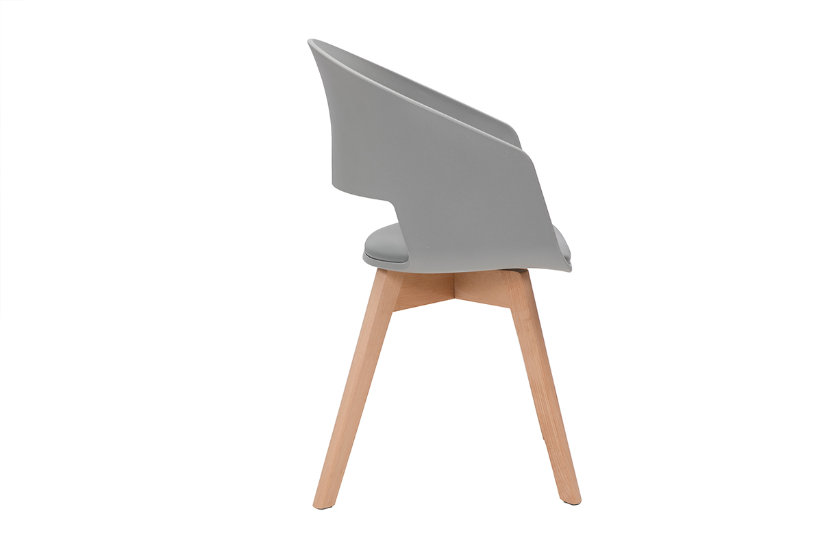 Silla escandinava gris y de madera clara PRISMA