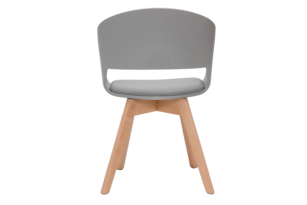 Silla escandinava gris y de madera clara PRISMA