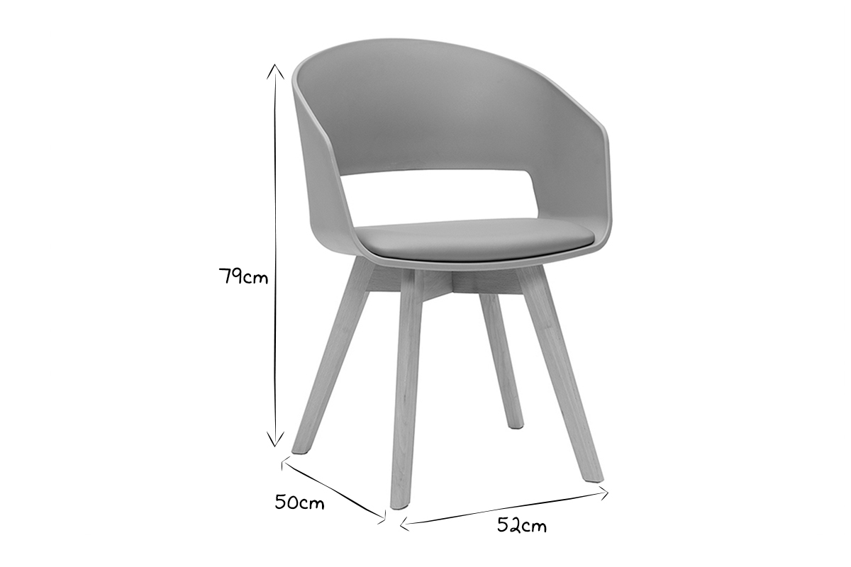 Silla escandinava gris y de madera clara PRISMA