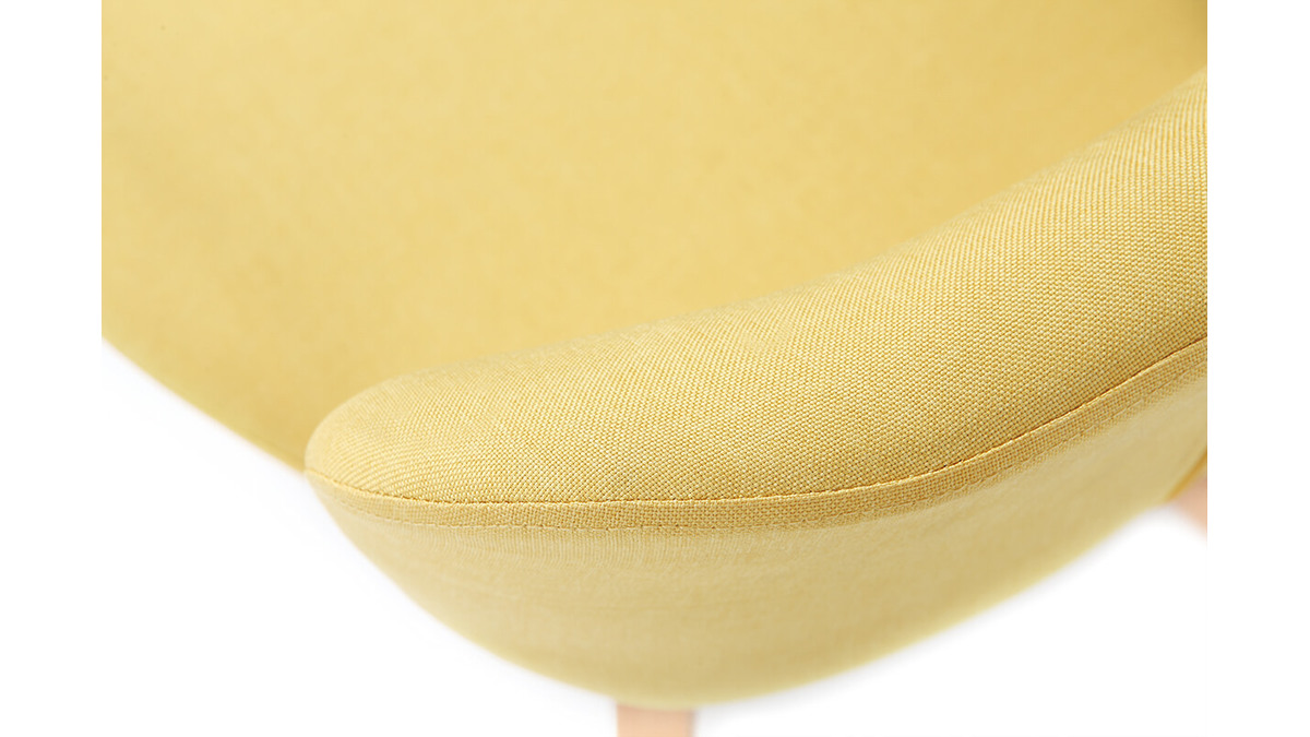 Silla escandinava tejido amarillo patas madera clara ANYA