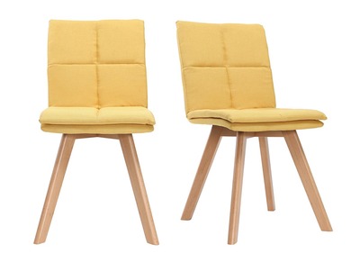 Silla escandinava tejido amarillo patas madera clara lote de 2 THEA - Silla escandinava tejido amarillo patas madera clara lote de 2 THEA
