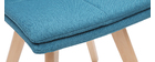 Silla escandinava tejido azul patas madera clara lote de 2 THEA