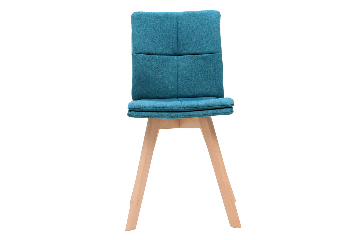 Silla escandinava tejido azul patas madera clara lote de 2 THEA