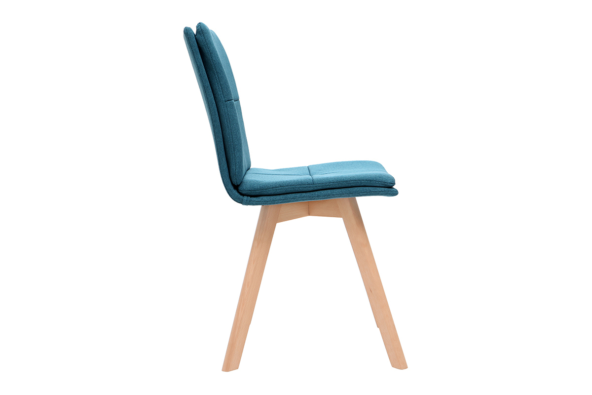 Silla escandinava tejido azul patas madera clara lote de 2 THEA