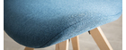Silla escandinava tejido azul petróleo patas madera clara ANYA