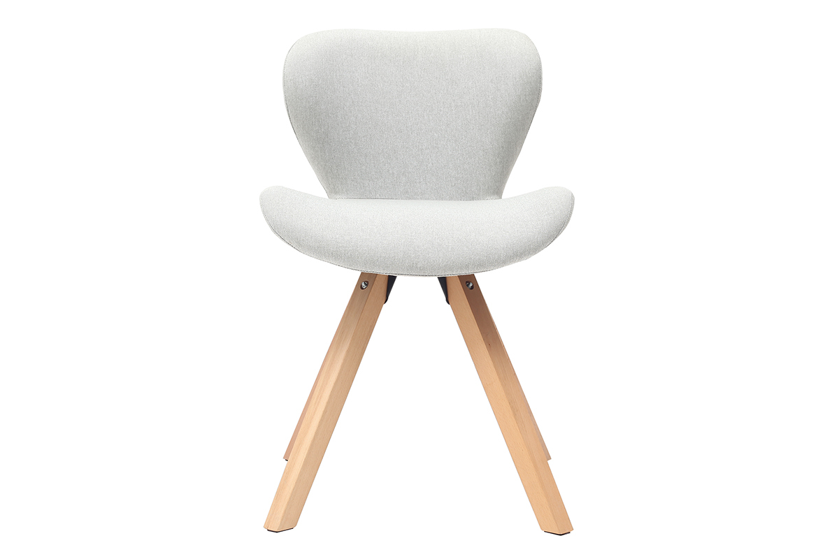 Silla escandinava tejido gris patas madera clara ANYA