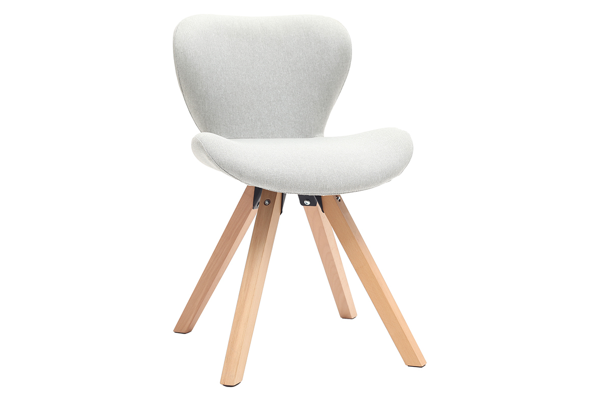 Silla escandinava tejido gris patas madera clara ANYA