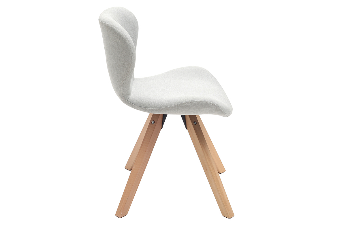 Silla escandinava tejido gris patas madera clara ANYA