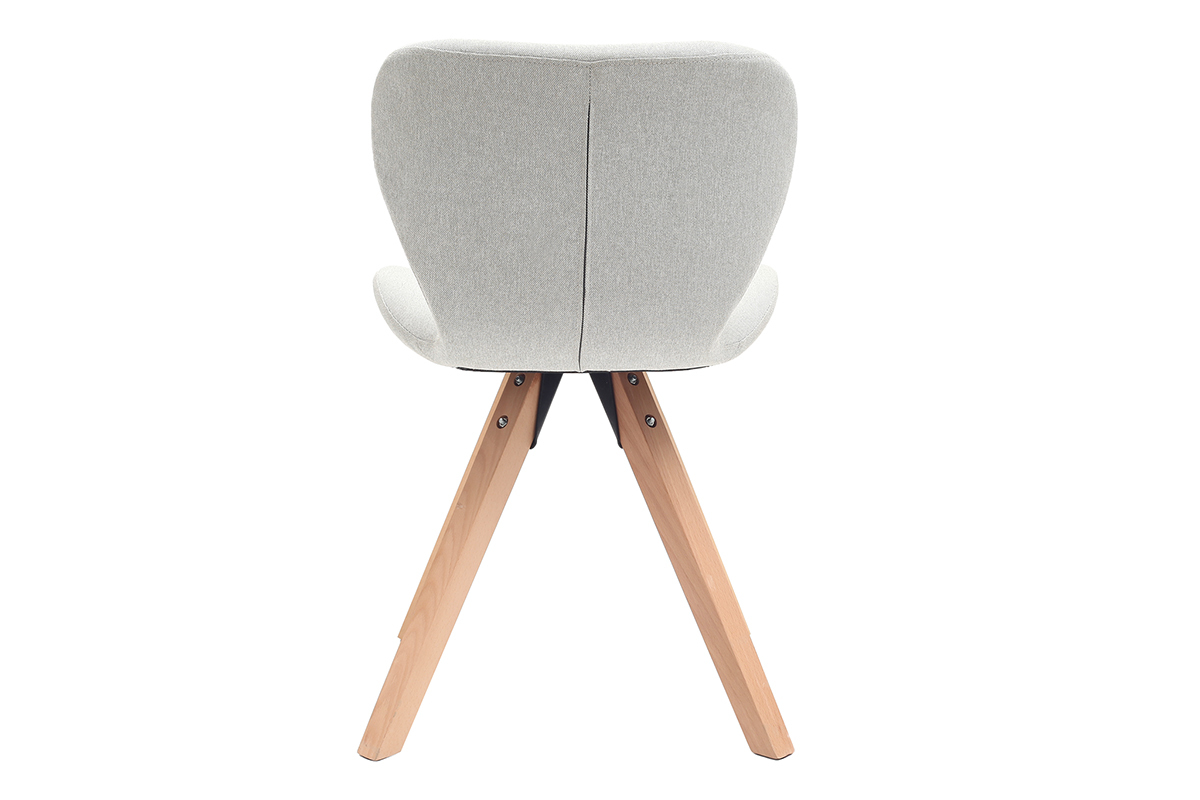 Silla escandinava tejido gris patas madera clara ANYA