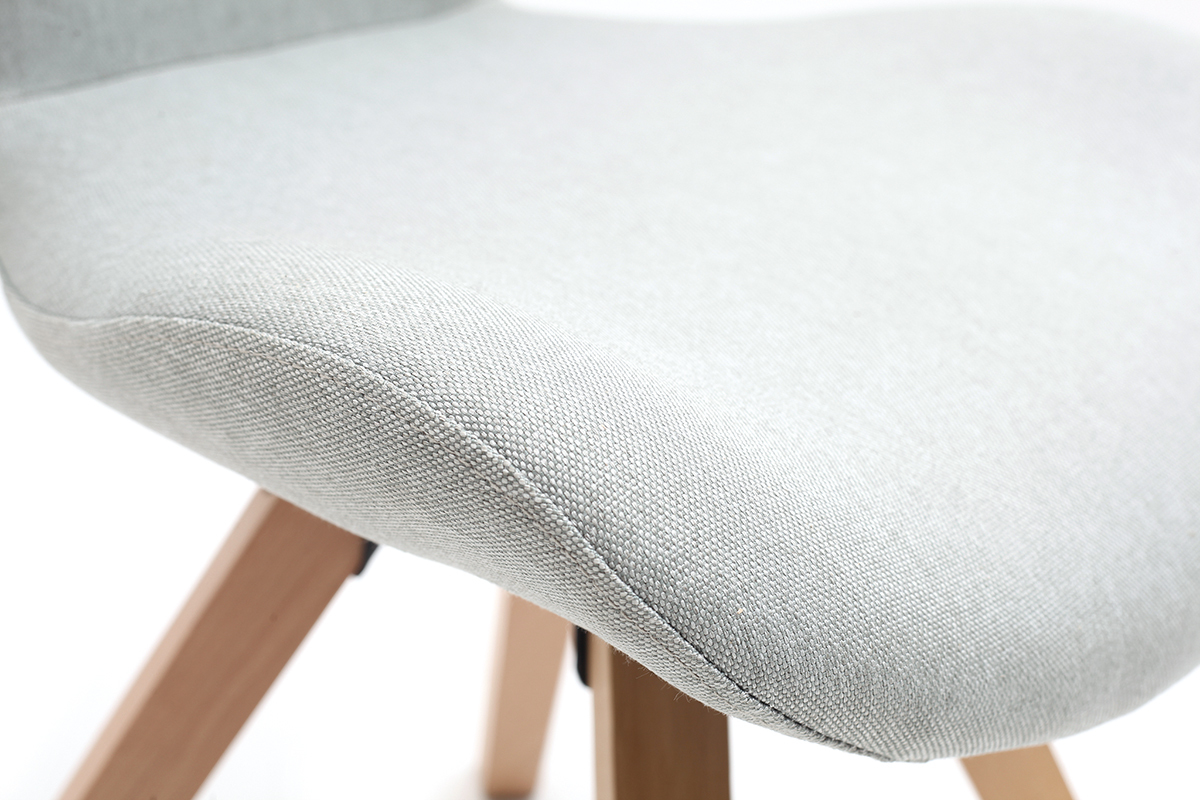 Silla escandinava tejido gris patas madera clara ANYA