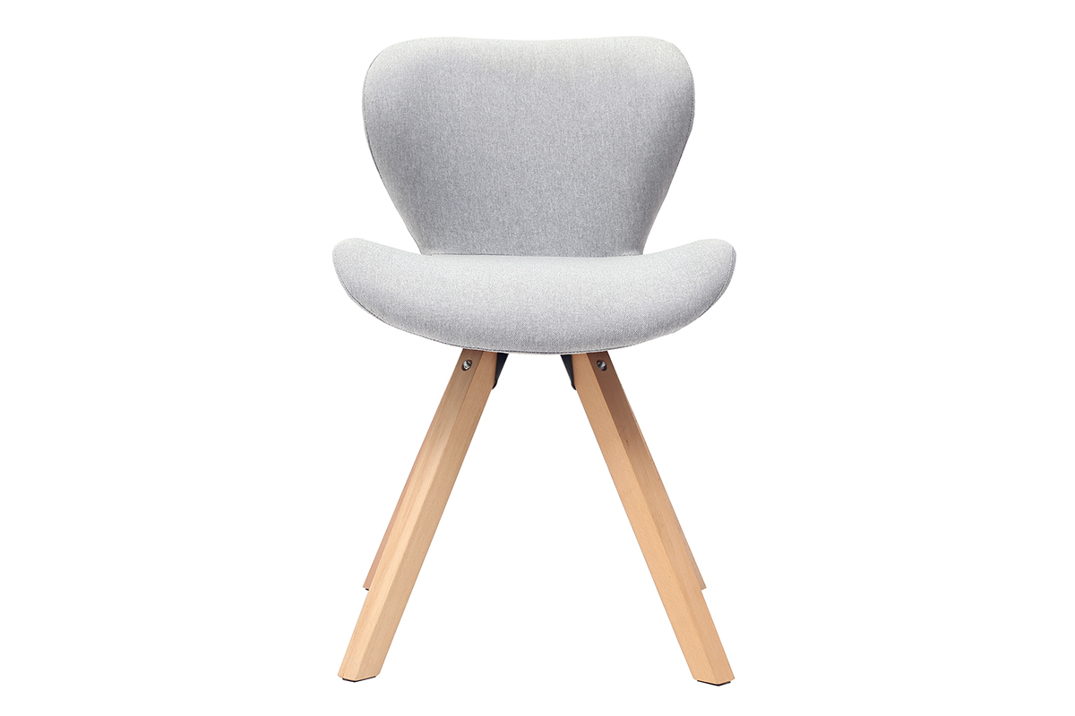 Silla escandinava tejido gris patas madera clara ANYA