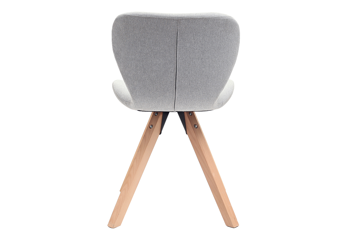 Silla escandinava tejido gris patas madera clara ANYA
