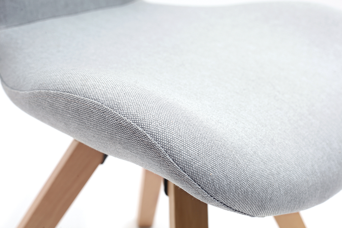 Silla escandinava tejido gris patas madera clara ANYA