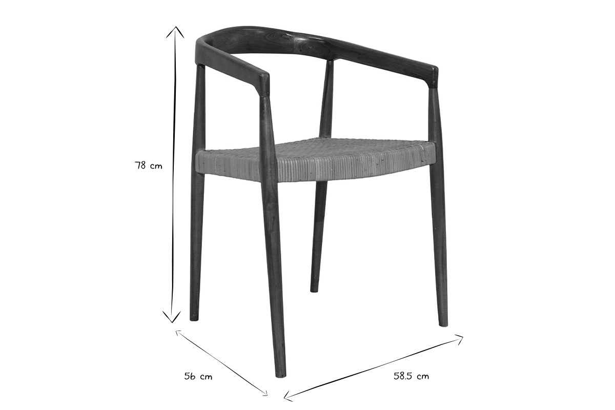 Silla �tnica de teca maciza y rat�n NEGARA