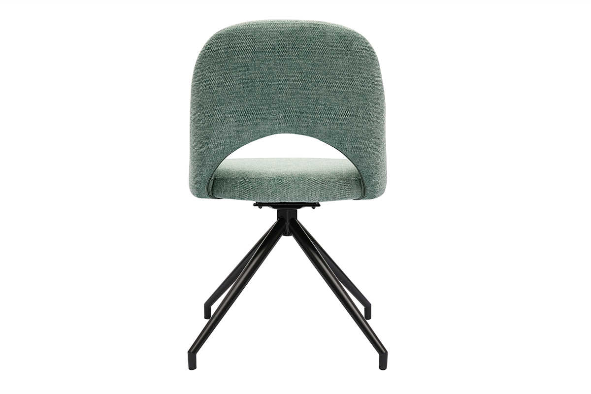 Silla giratoria 360 de tejido efecto aterciopelado texturizado celadn y metal negro COSETTE