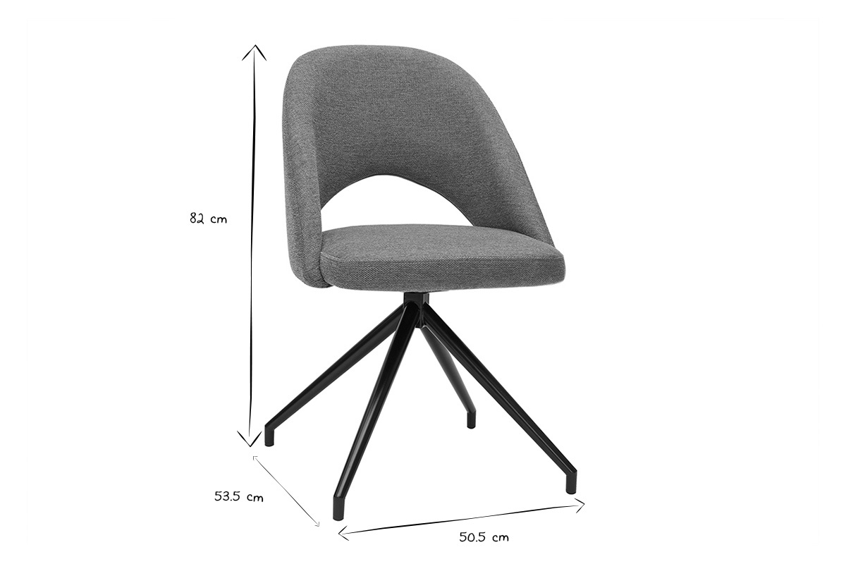 Silla giratoria 360 de tejido efecto aterciopelado texturizado terracota y metal negro COSETTE