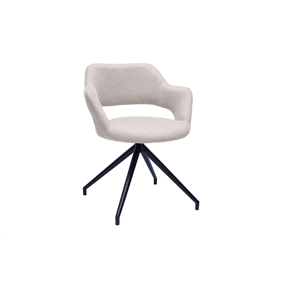 Silla giratoria 360° de terciopelo texturizado beige y metal negro JESSY