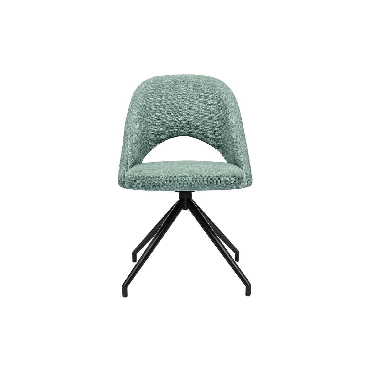 Silla giratoria 360º de tejido efecto aterciopelado texturizado celadón y metal negro COSETTE