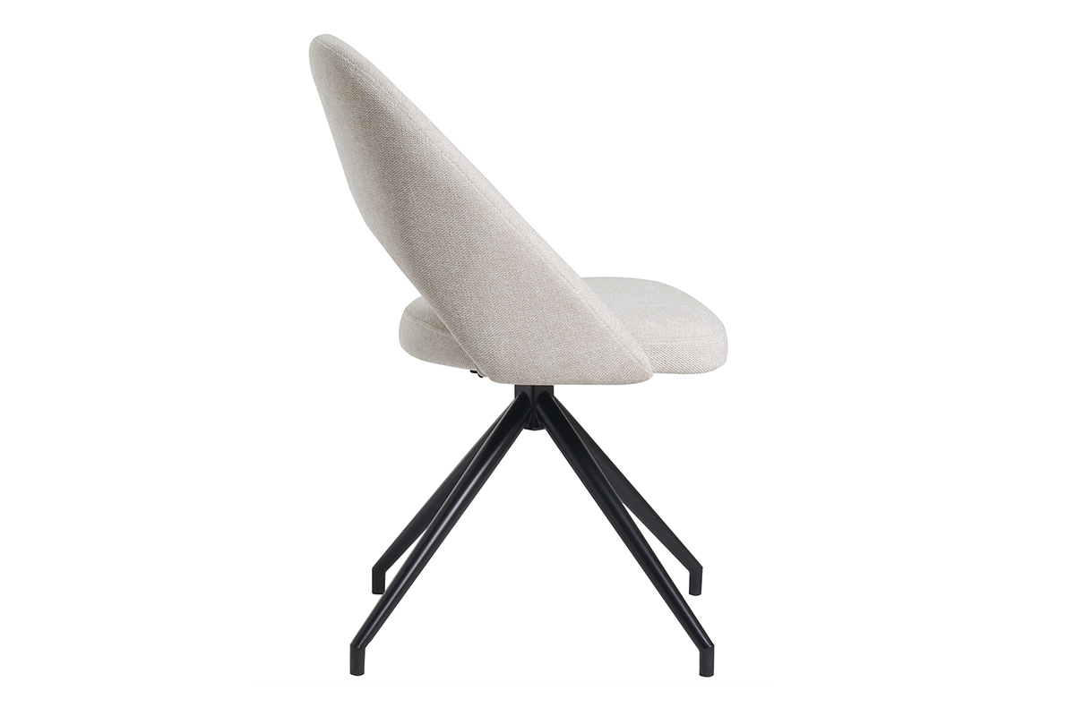 Silla giratoria 360� de tejido efecto aterciopelado texturizado beige y metal negro COSETTE