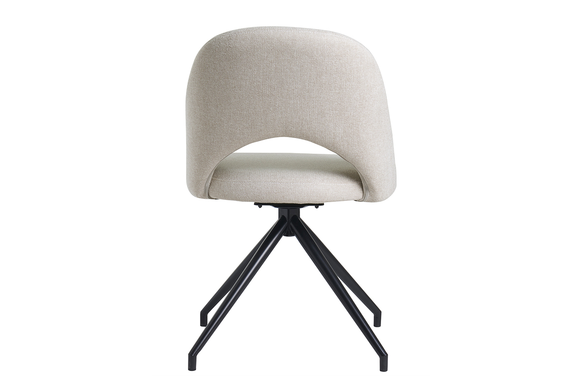 Silla giratoria 360� de tejido efecto aterciopelado texturizado beige y metal negro COSETTE